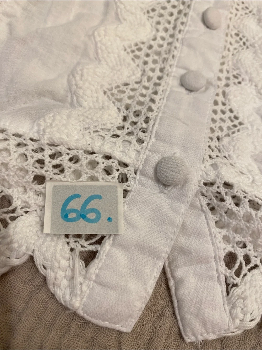 By Anthropologie Ruffled Lace  White Eyelet Lace Button-Front Blouse. Size S
